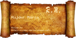Rujder Mária névjegykártya